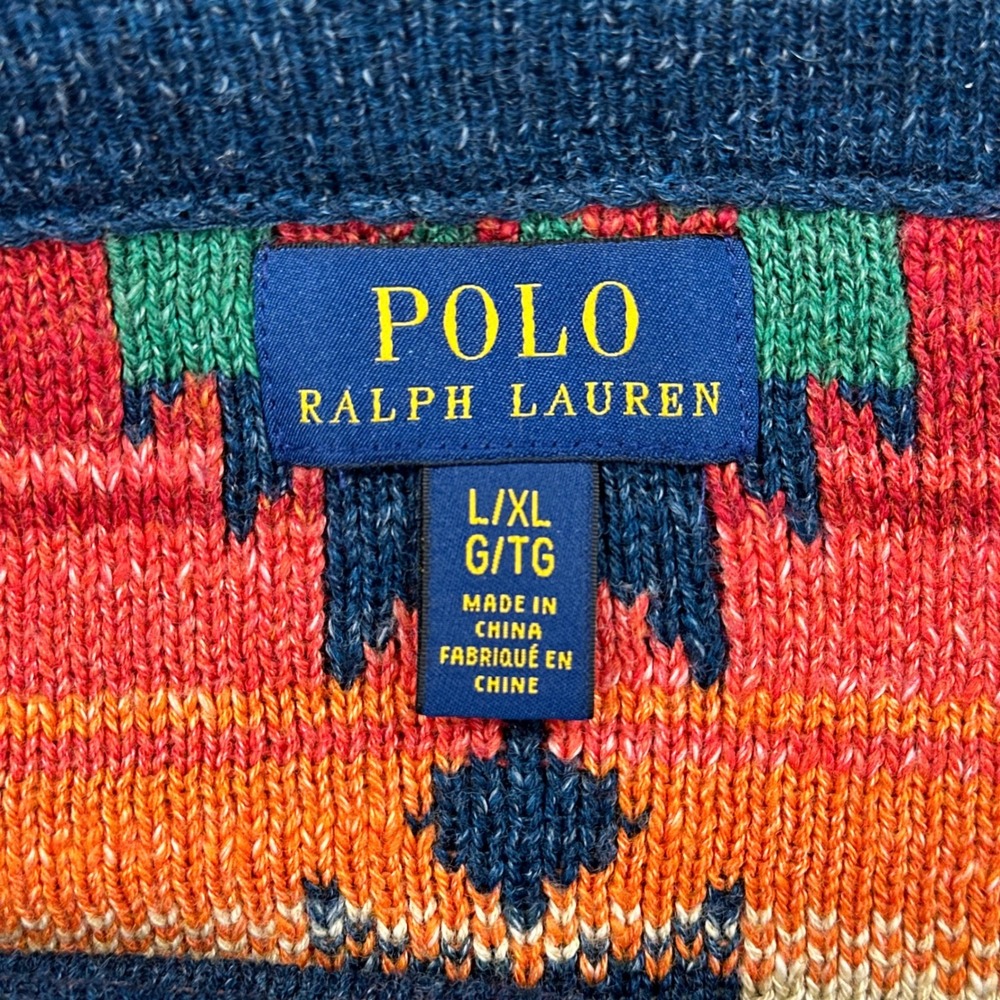 Polo Ralph Lauren Mini Skirt Women L/XL Navy Southwestern Cotton Knit Wrap Style - Picture 2 of 10